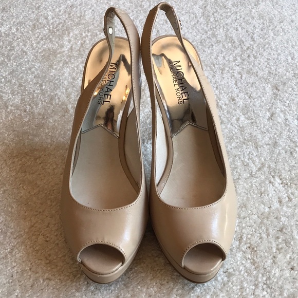 Michael Kors Shoes - Michael Michael Kors peep toe neutral/nude heels
